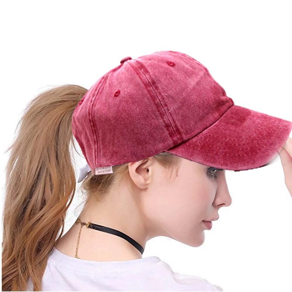 Spring Summer Baseball Cap Washed Retro For Women Ponytail Curved Brim Sun Hat Street Sport Hip Hop Cap Visor Mother's Day Gift
