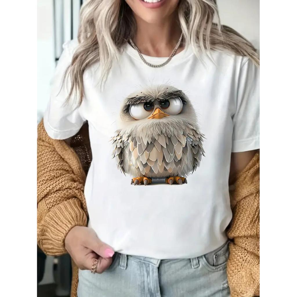 Женская футболка Sumer Casual с коротким рукавом, футболки с 3D-принтом и мультяшными животными, свободная одежда, модная уличная одежда, пуловер