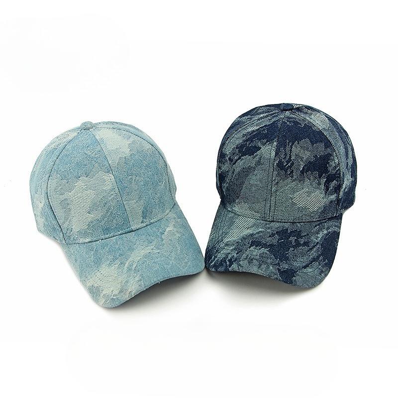 Vintage Washed Denim Baseball Cap Women Ethnic Jacquard Hard Top Hat Retro Sun Protection Peaked Cap Outdoor Casual Hat