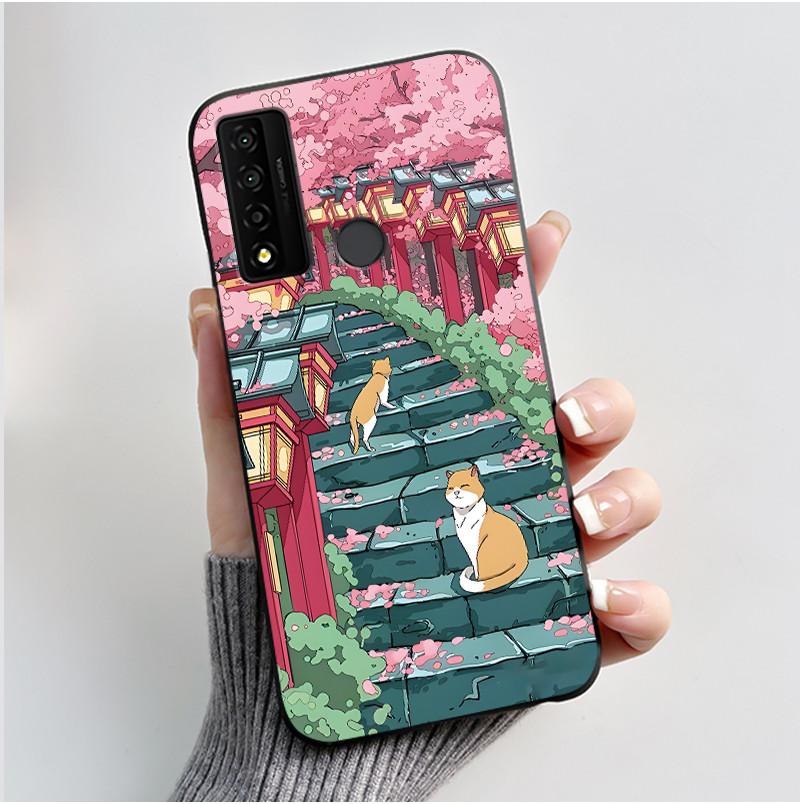 Casing For TCL 20 XE Case Aesthetic Fashion Cute Cat Astronaut Black Soft Silicone Protective Back Cover For TCL 20XE Phone Case