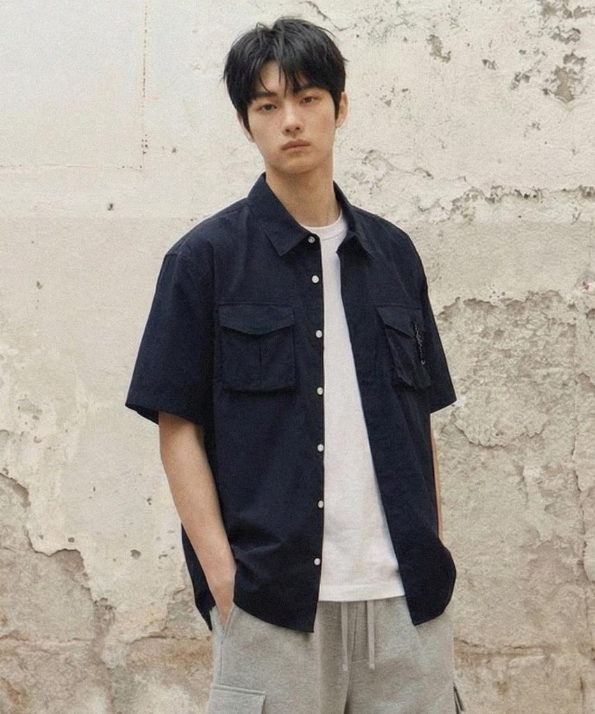 AGOD Utility Pocket Nylon Shirt [Navy]