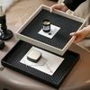 Поднос для чая ручной работы, косметика, квадратный поднос, хранение еды, тарелка для дома, свадьбы, вечеринки, искусственная кожа, орнамент, дерево, уникальные мелочи, аксессуары