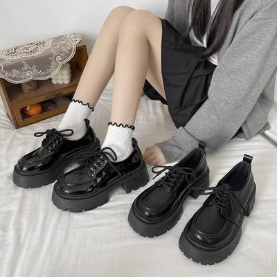 Туфли женские кожаные на платформе, маффины, весна 2025, новые ретро-туфли в британском стиле в японском стиле jk на высоком толстом каблуке