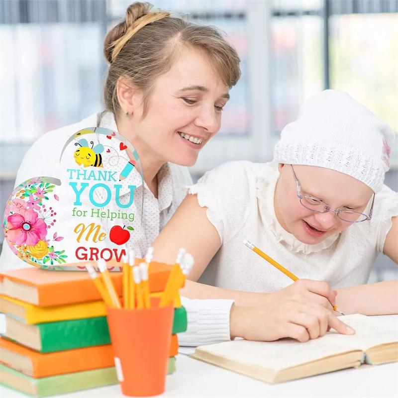 1PC Acrylic Heart Plaque For Teacher's Day Gifts, Best Teacher Ever Thank You,Paperweight Keepsake Gifts For Teacher Anniversary