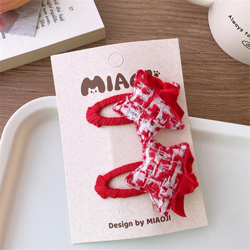 Детские новогодние заколки для волос в китайском стиле, милые плюшевые банты, кисточки, украшения, заколки, шпильки, аксессуары для волос в стиле ханьфу для девочек