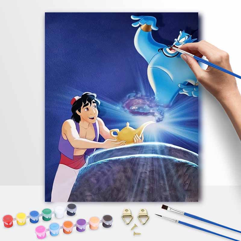 Disney Aladdin Genie Lamp DIY Oil Painting Art Painting Kit Home Wall Decor Handmade Gift For Room Bedroom Living Room Wall Art Decor