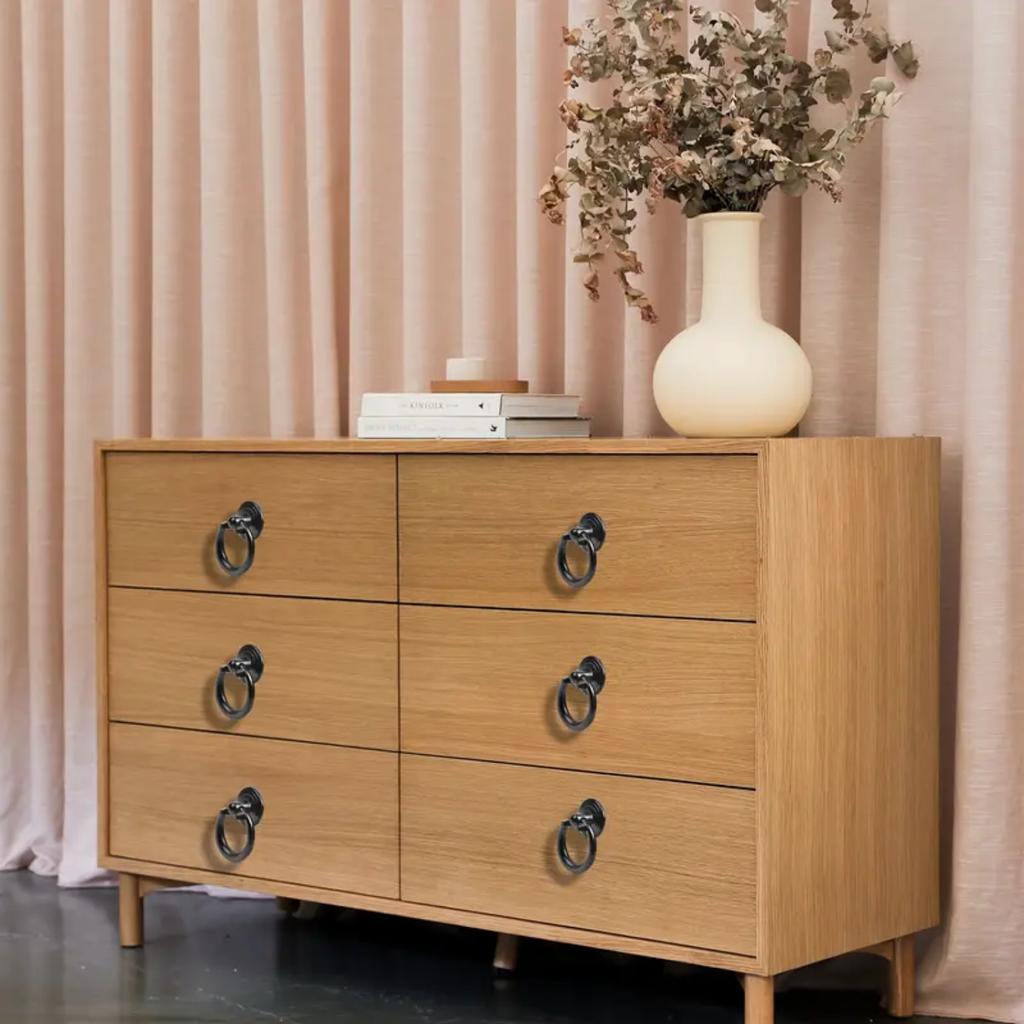 6 шт. черные ручки-кольца, ящик из цинкового сплава, круглая капля