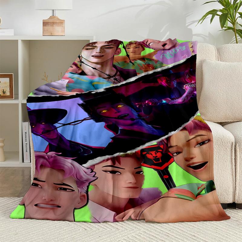 1PC Colorful Kpop cartoon Flannel Blanket Gift, Suitable for Both Men And Women, Soft Ideal for Beds And Sofa, Birthday Or Christmas Gift