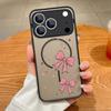 Pink Bow Pattern Magnetic Case For iPhone 17 17e 16e 16 15 Pro 14 13 Pro Max For Magsafe Translucent Matte Hard PC Phone Cover