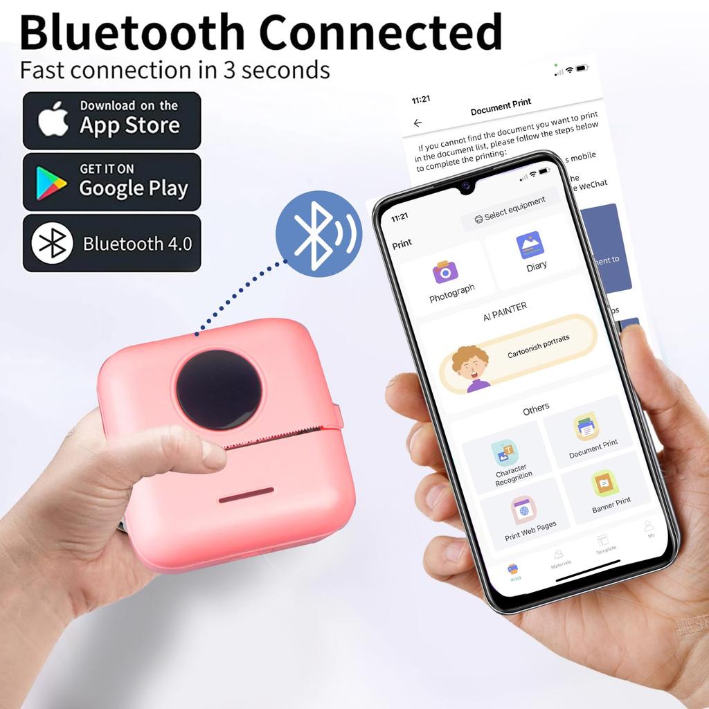 Портативный термопринтер HD Mini Print X5 Mini Bluetooth Wireless Photo Pocket Inkless Multi-funtion Sticker Label Makers