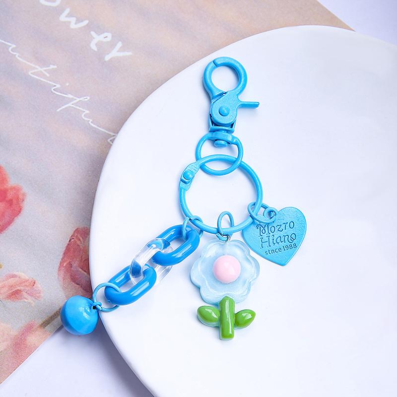 Creative Candy Color Flower Keychain Cute Cartoon Backpack Pendant Earphone Case Hanging Decoration Accessories Gifts