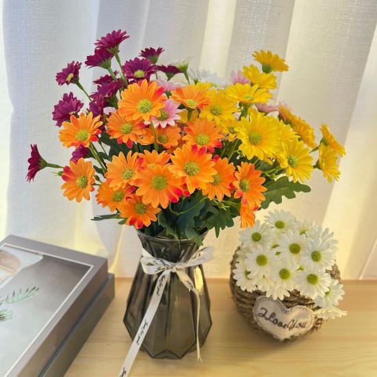 10 шт. искусственных маргариток, подсолнухов, реалистичных искусственных шелковых цветов, устойчивых к ультрафиолетовому излучению, для свадебной вечеринки, для внутреннего и наружного сада, двора, искусственных цветов, растений, украшений