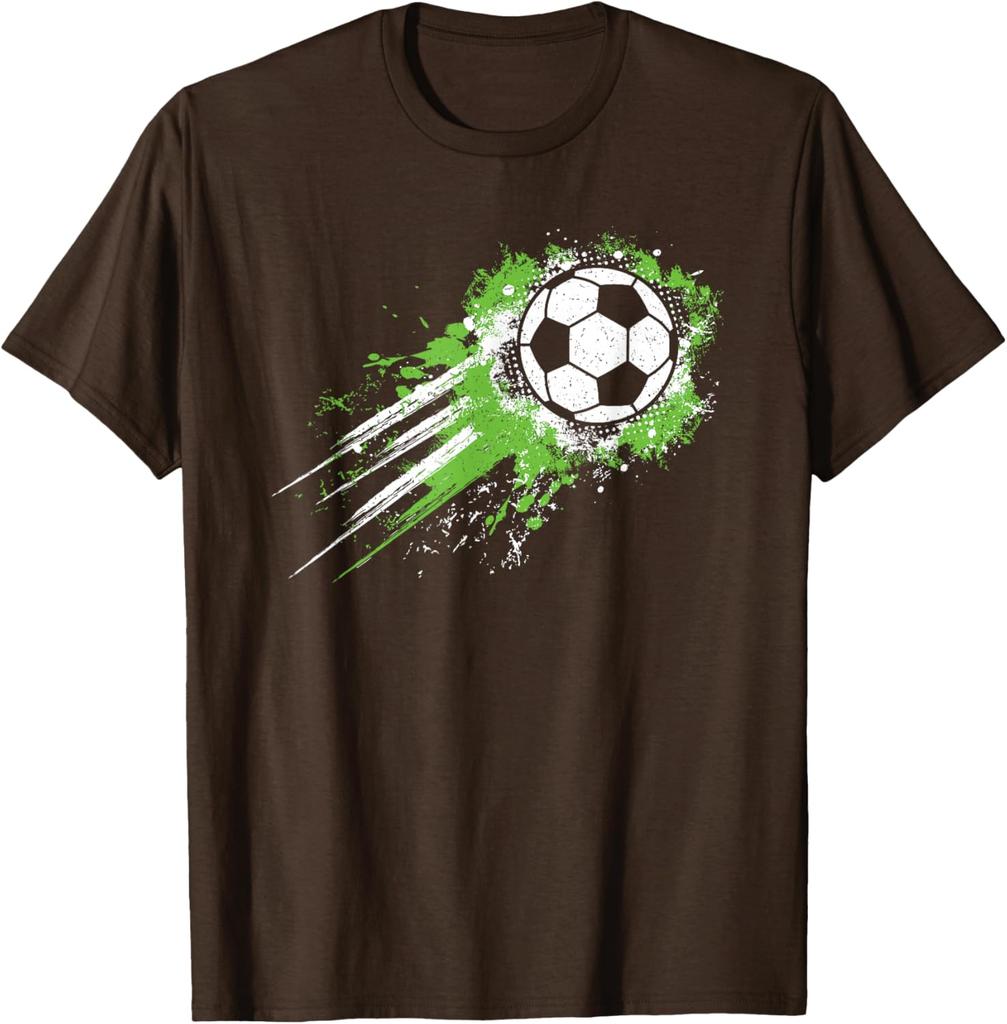 Grunge Soccer Ball Splash Graphic Tee Breathable Cotton Short Sleeve Tshirt For Boys And Unisex