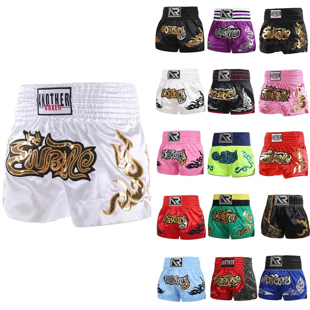 Adult And Child Muay Thai Training Boxing Shorts Leather Covered Embroidered Shorts