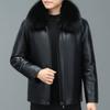 Men's Genuine Leather Down Jacket, Loose Large Size, Middle-aged and Elderly Men's Fox Fur Short Jacket, Removable Inner Liner
