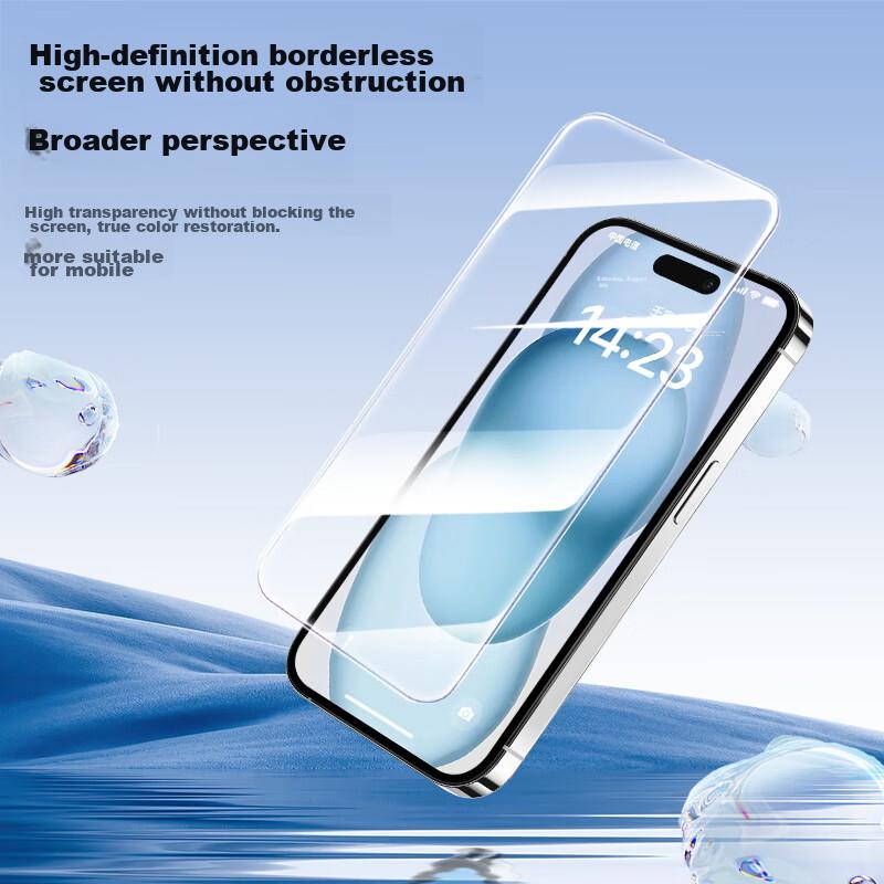 Tempered Glass Screen Protector for IPhone 15 Pro Max, Full Coverage High Definition Protective Film, Crystal Anti-Drop Anti-Scratch, 2 Pieces