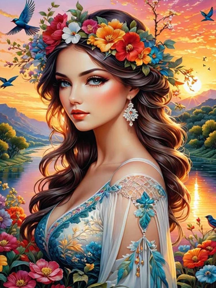 Beautiful Woman 5D Diamond Painting Sales Full Square Round Diy Jewelry Embroidery CrossStitch Embroidery Portrait Home Art