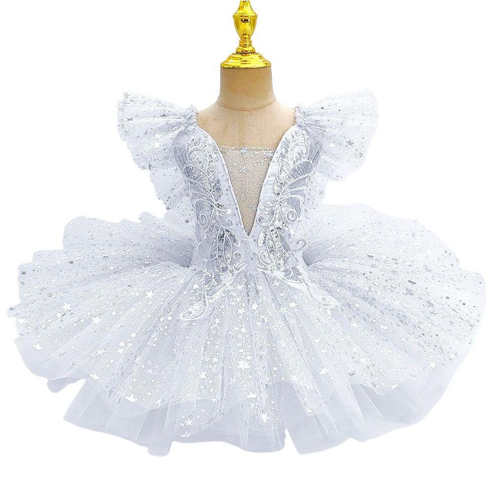 Modern Ballet Tutu White Princess Dress Fashion Performance Clothes  Kids Girls