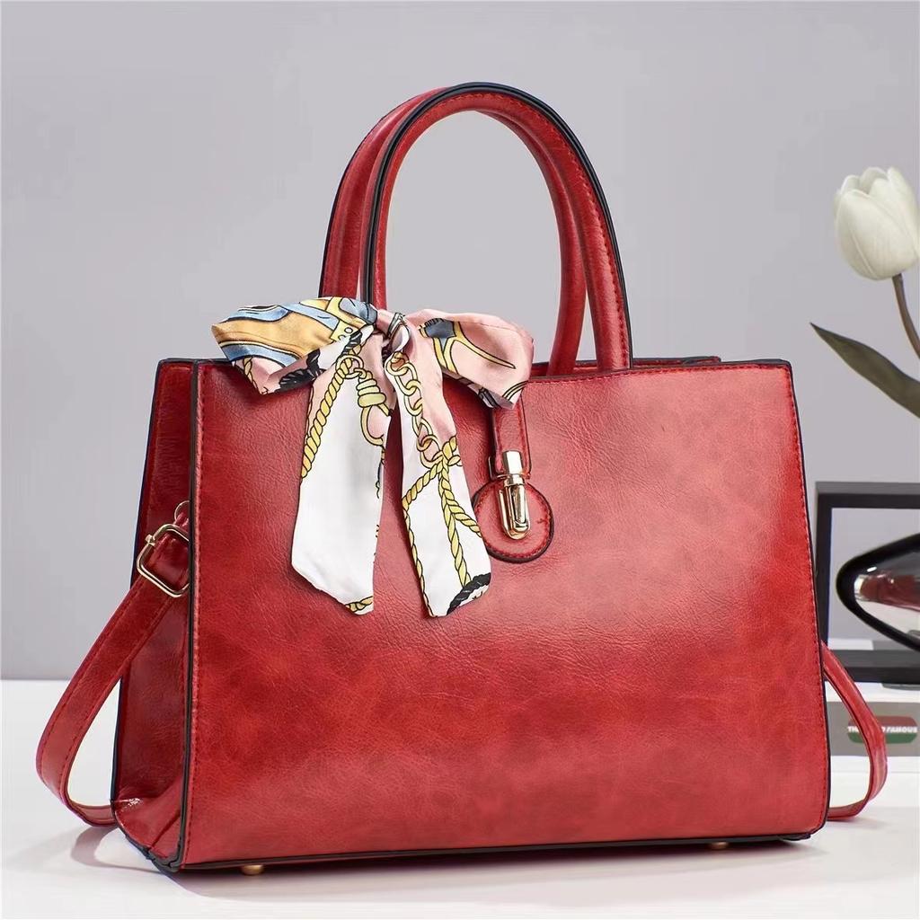 Новая мода ретро кожаный шелковый шарф большой емкости женская сумка через плечо