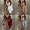 Woman Sweaters Knitted Leopard Patchwork Turtleneck Sweaters Pullover Spring Button Long Lantern Sleeve Loose Women Sweaters