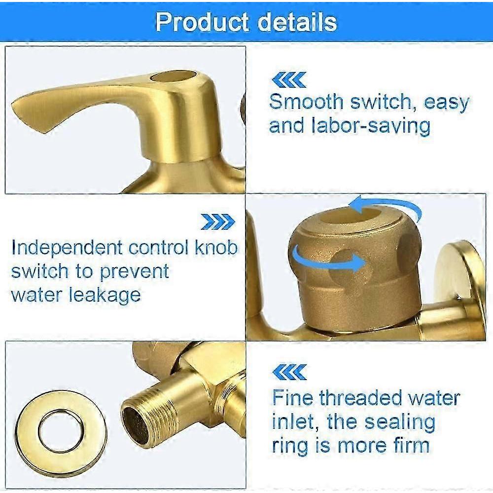 2026 Double Outlet Brass Garden Faucet, Anti-Freeze with Dual Valves and Built-in Filter, 1/2 inch G1/2 Thread for Outdoor Washing Machine Irrigation