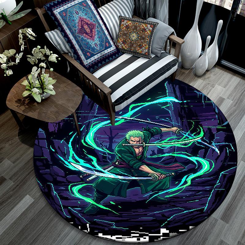 Zoro pattern round rug,Carpet Rug for Living Room Bedroom Playroom ,Non-slip Floor Mat,Holiday Gifts and Birthday Gifts.