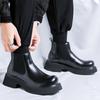 Ботинки челси 2024 года мужские новые толстые каблуки универсальные эластичные короткие ботинки с плоским дном круглые ботинки-сигареты 3166-Y