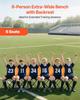 Portable Folding Bench, 6 Seat Foldable Soccer Bench with Side Pockets and Carrying Bag, Lightweight Sideline Seating with Back Rest for Football,