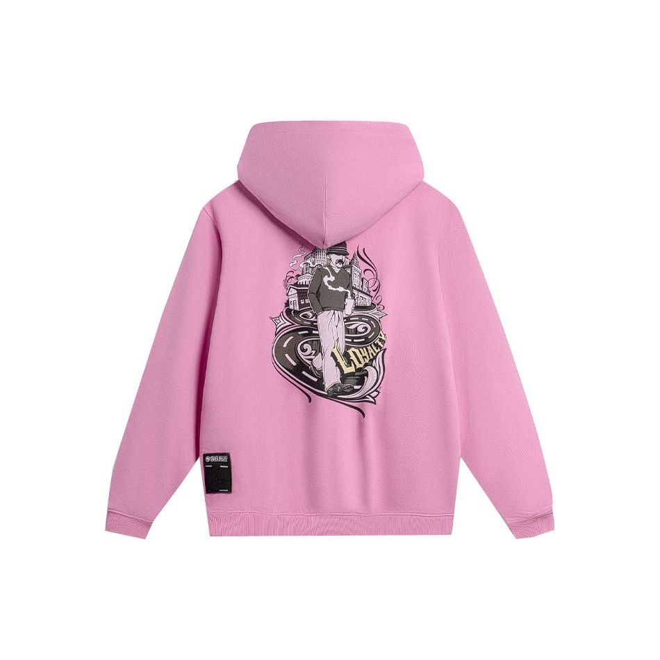 Толстовка с капюшоном Li Ning Badfive X Mister Cartoon Printed Letter, унисекс, толстовки Dream-Pink AWDTB97-2