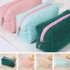 Zipper Plush Cute Large Solid Color Cosmetic Bag Makeup Bag for Women Travel Make Up Toiletry Bag Washing Pouch Pen Pouch
