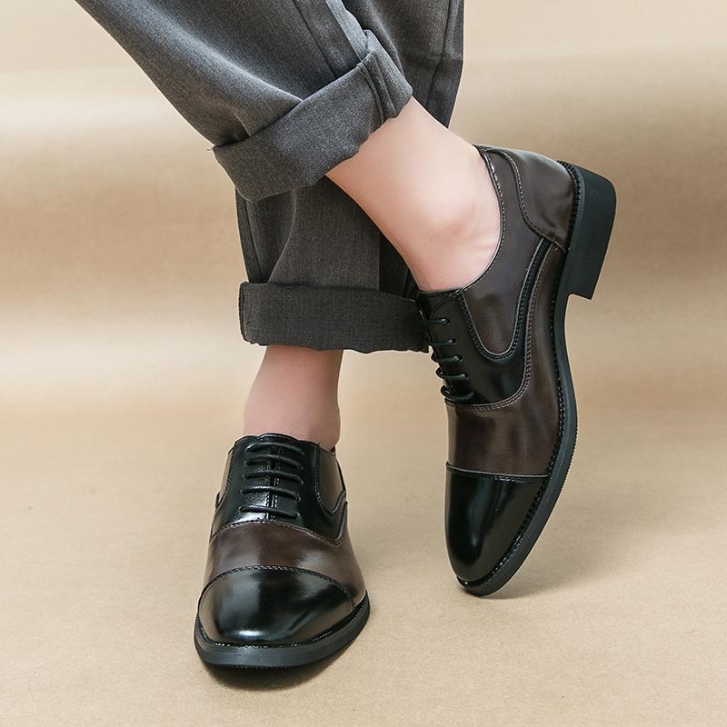 Fashion Color Matching Men's Casual Shoes 2024 Leather Lace-Up for Men Stylish Oxfords Shoes Male Comfortable Business Shoe Men's Shoes