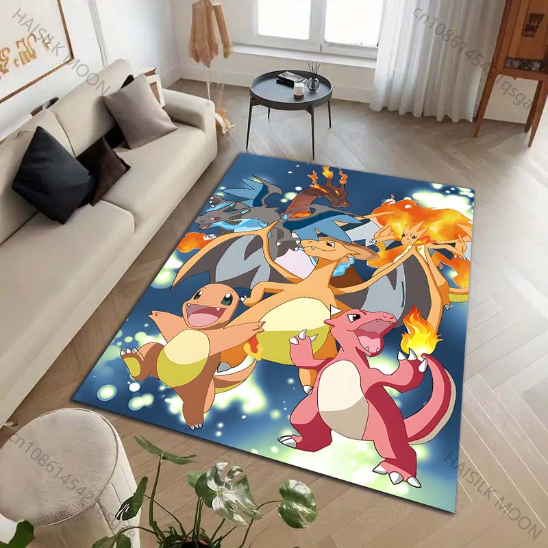 Japanese Anime Pokémon Charizard Printing Carpet for Living Room Bedroom Kid's Room Home Decor Area Rug Sofa Cloakroom Play Mat