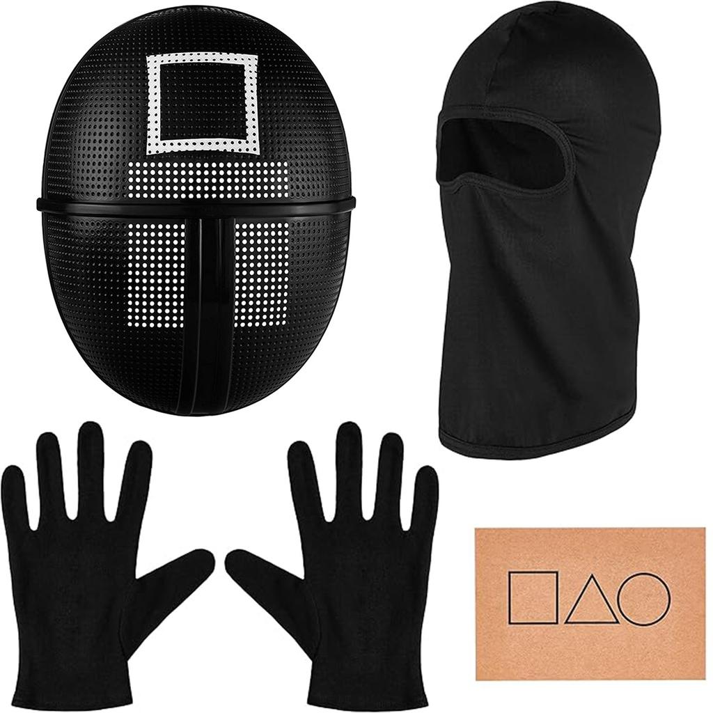 Игровая маска + черные перчатки + черная маска для лица + 1 игральная карта для карнавала для мужчин и женщин, набор из четырех