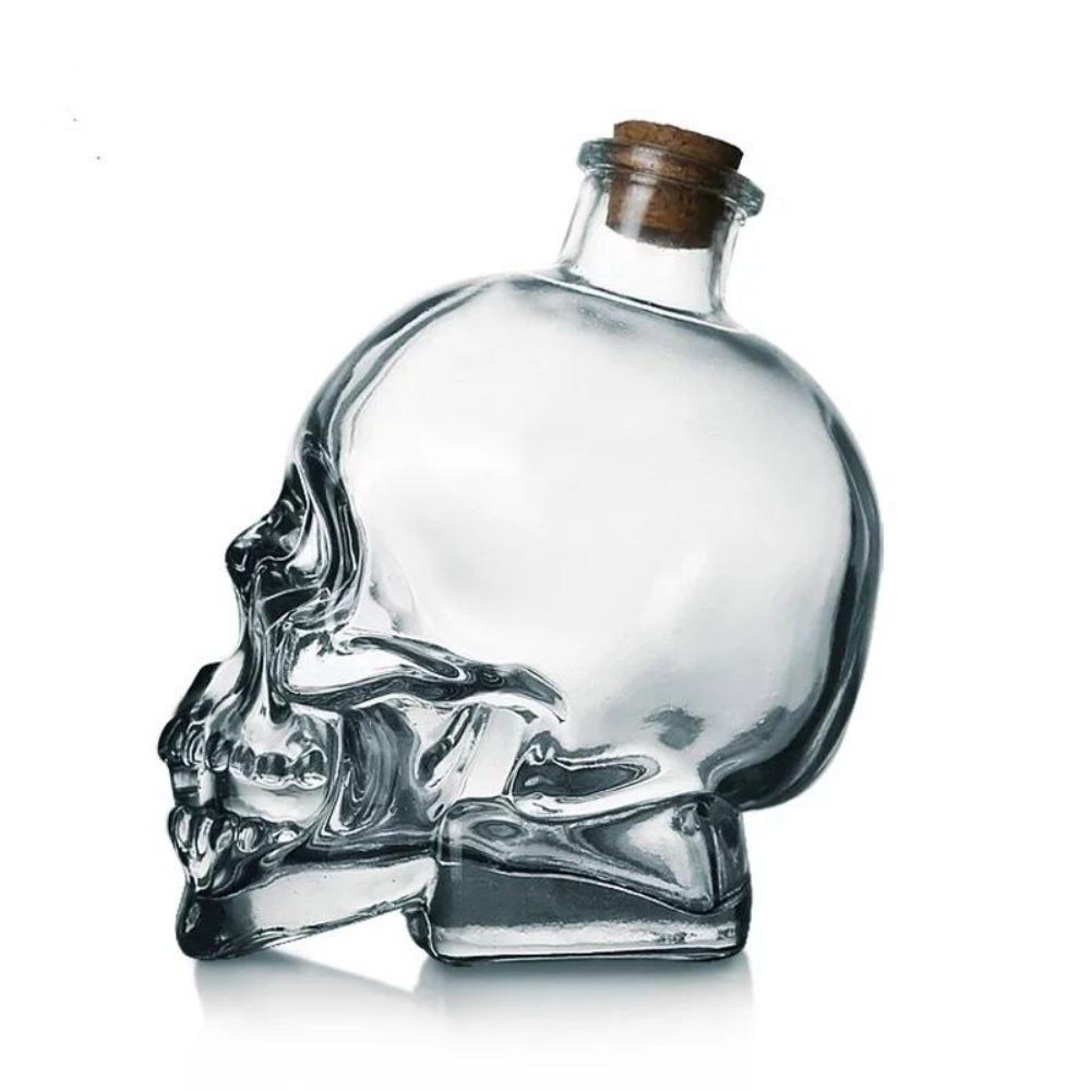 Glass Skull Head Cup 100-750ML Water Bottle Creative Skull Head Wine Bottle Halloween Gift