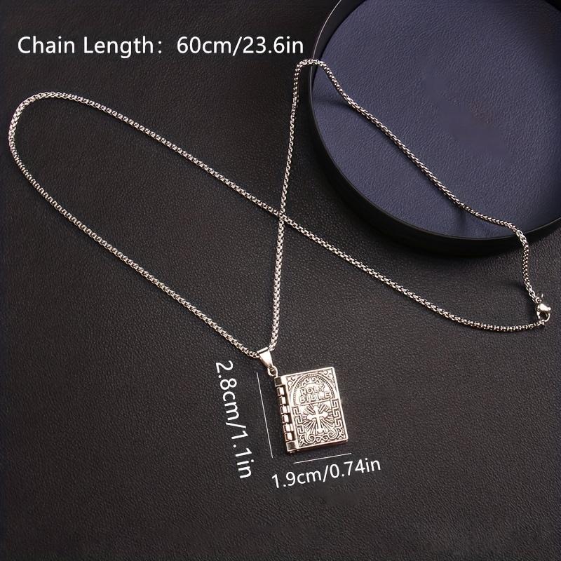 Модное ожерелье с подвеской в виде Библии из полированного сплава для мужчин и женщин