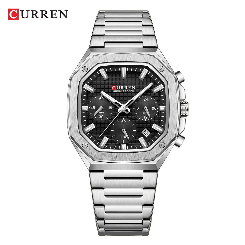Мужские шестистрелочные стальные деловые часы CURREN 8459 с календарем