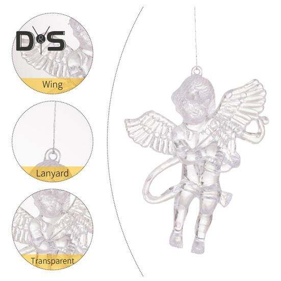 4 шт. подвесные украшения в виде ангела, прозрачный акриловый кулон в виде ангела, хрустальная фигурка летящего ангела для рождественских елок, стен, окон, дверей