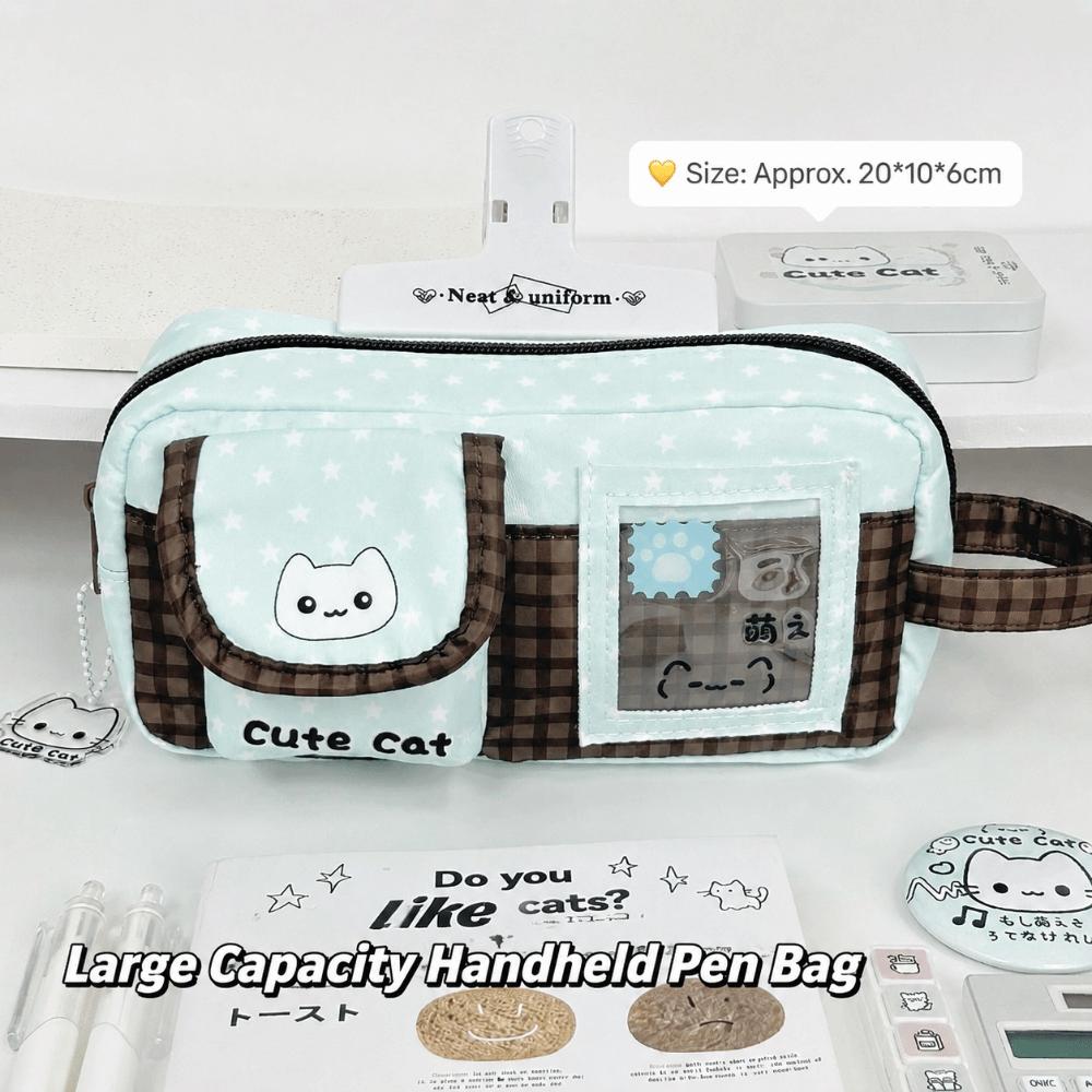Large Capacity Pen Bag Cat Print Stationery Bag Kawaii Stationery Pouch  Gift