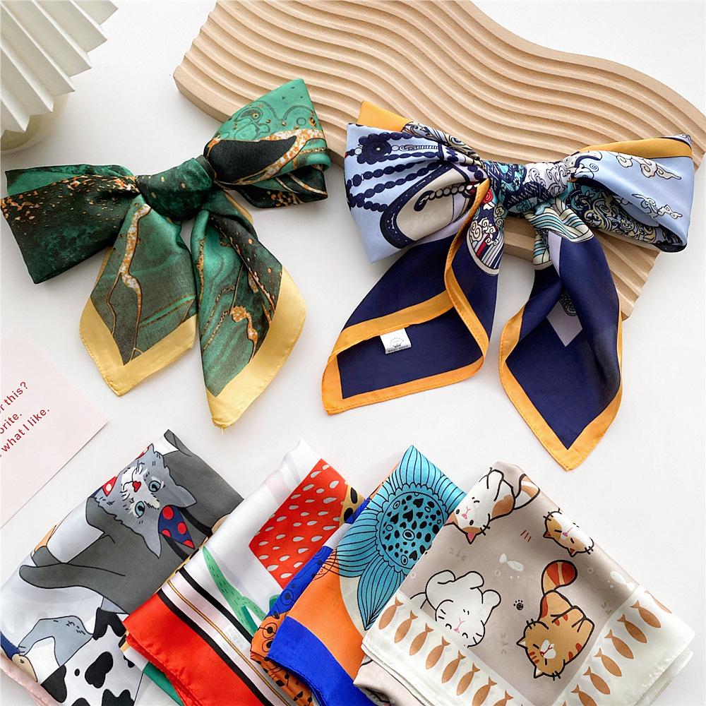 Fashion Decoration Scarf Hairband Tie Hair 70 Small Square Scarf Silk Scarf Women'S Spring And Autumn Versatile Small Scarf Professional Scarf