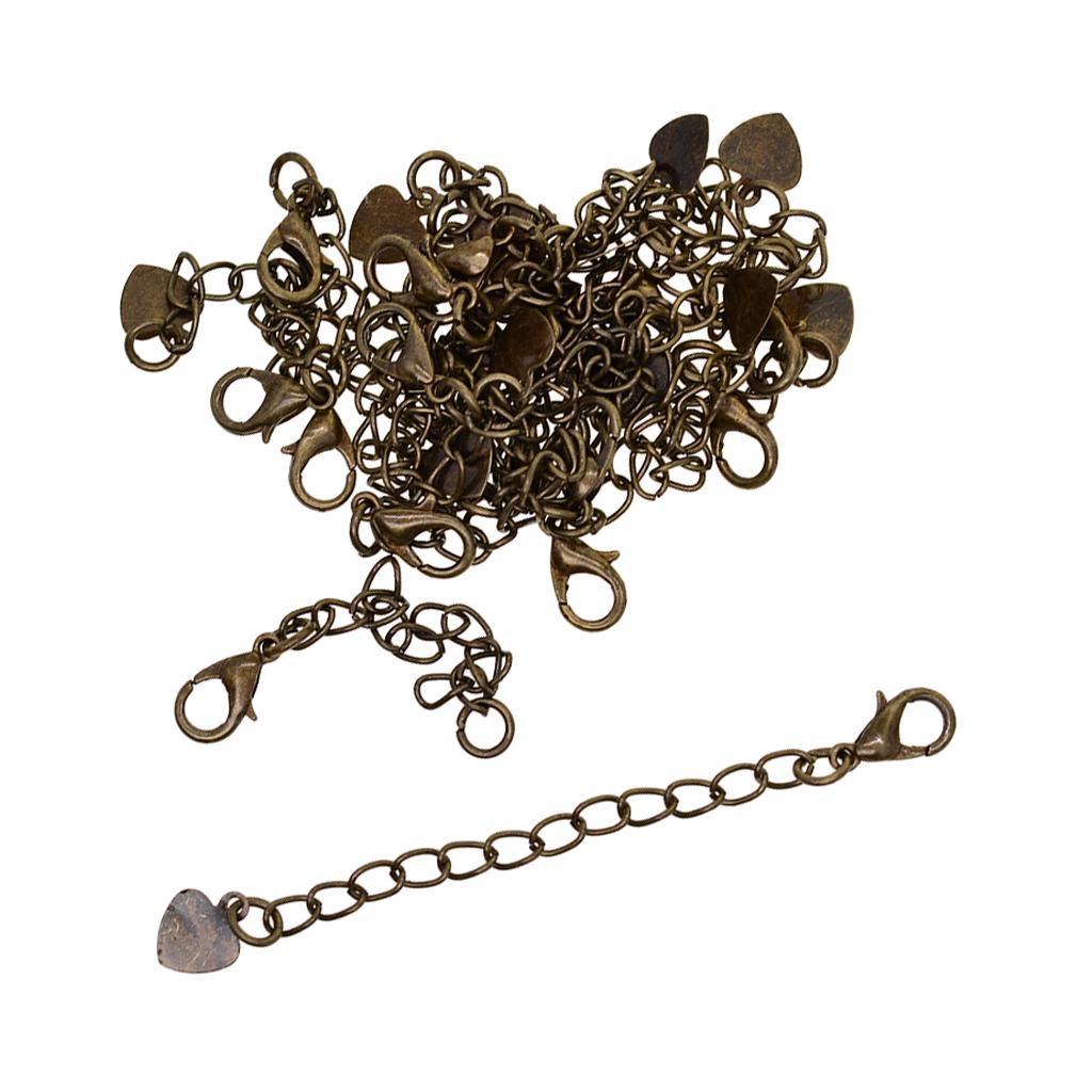 20 Sets Necklace Bracelet Chain Extenders with Lobster Clasps Bronze