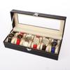 6 Slots Leather Watch Storage Box Organizer New Mechanical Mens Watch Display Holder Cases Black Jewelry Gift Boxes Items