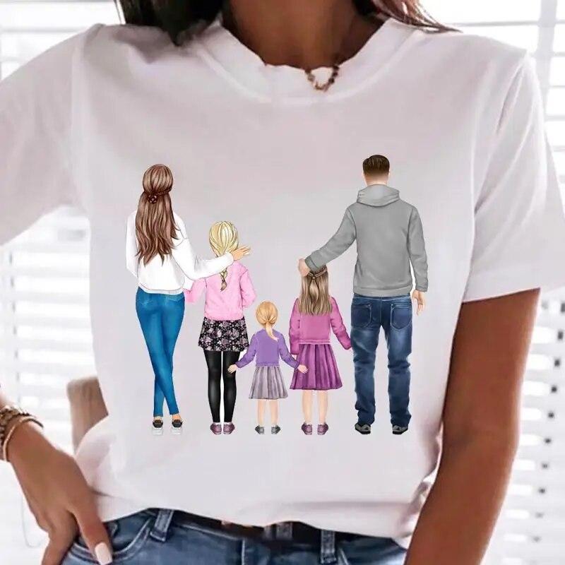 Women Family Mom Mother Mama T-shirts Female T Tee Cartoon Sweet Love Son 90s Clothes Lady Casual Shirt Graphic Tshirt Top