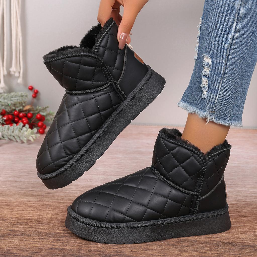Модные женские зимние ботинки, теплые, плюшевые, без застежек, однотонные, с круглым носком, модные женские ботильоны, женская зимняя удобная обувь, размер 36-41