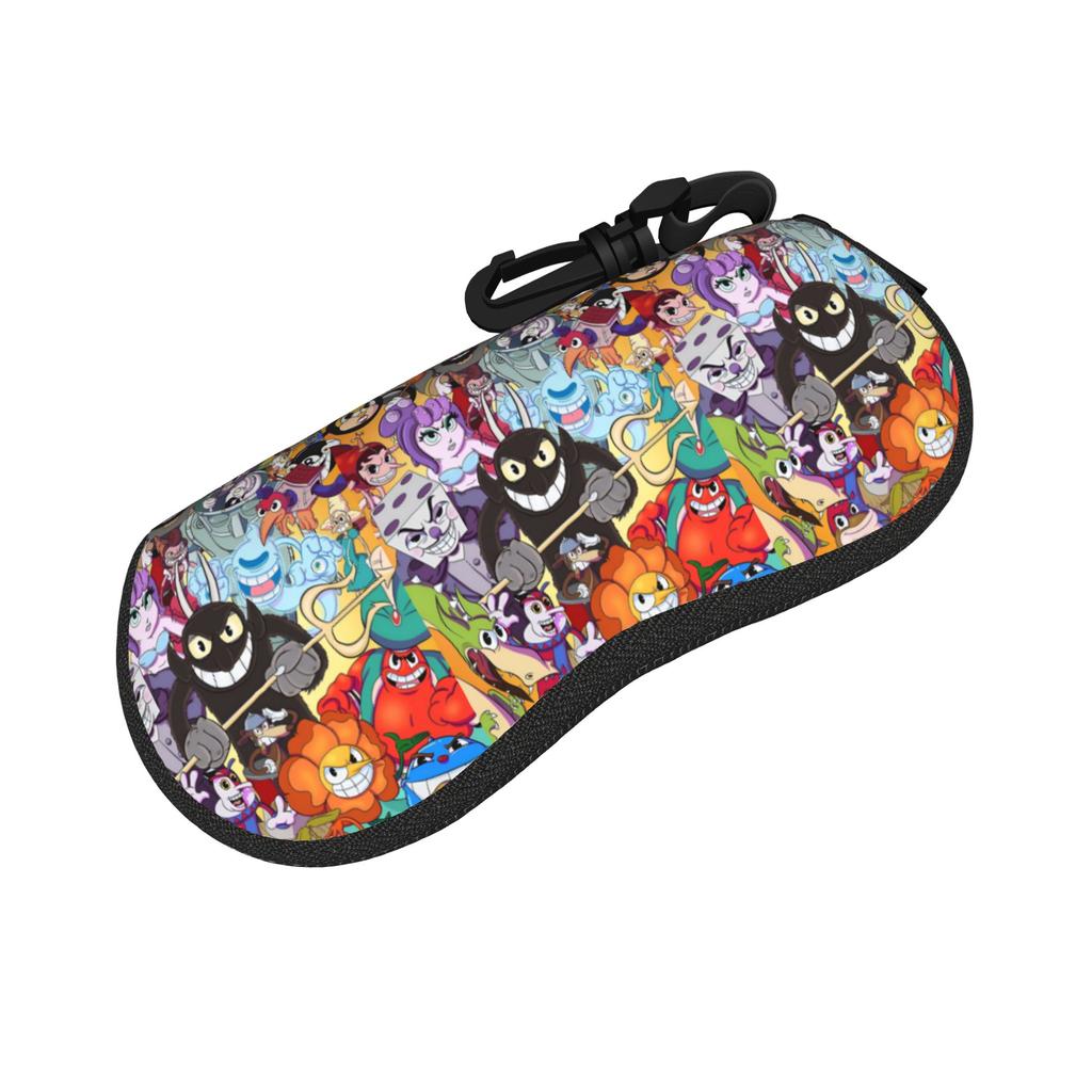 Custom Retro Vintage Music C-Cupheades Cartoon Movies Eyeglass Glasses Case Men Women Soft Sunglasses Protective Bag