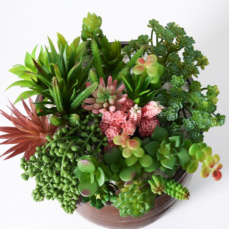 Mini Flocking Artificial Succulent Bonsai for DIY Wall Decor