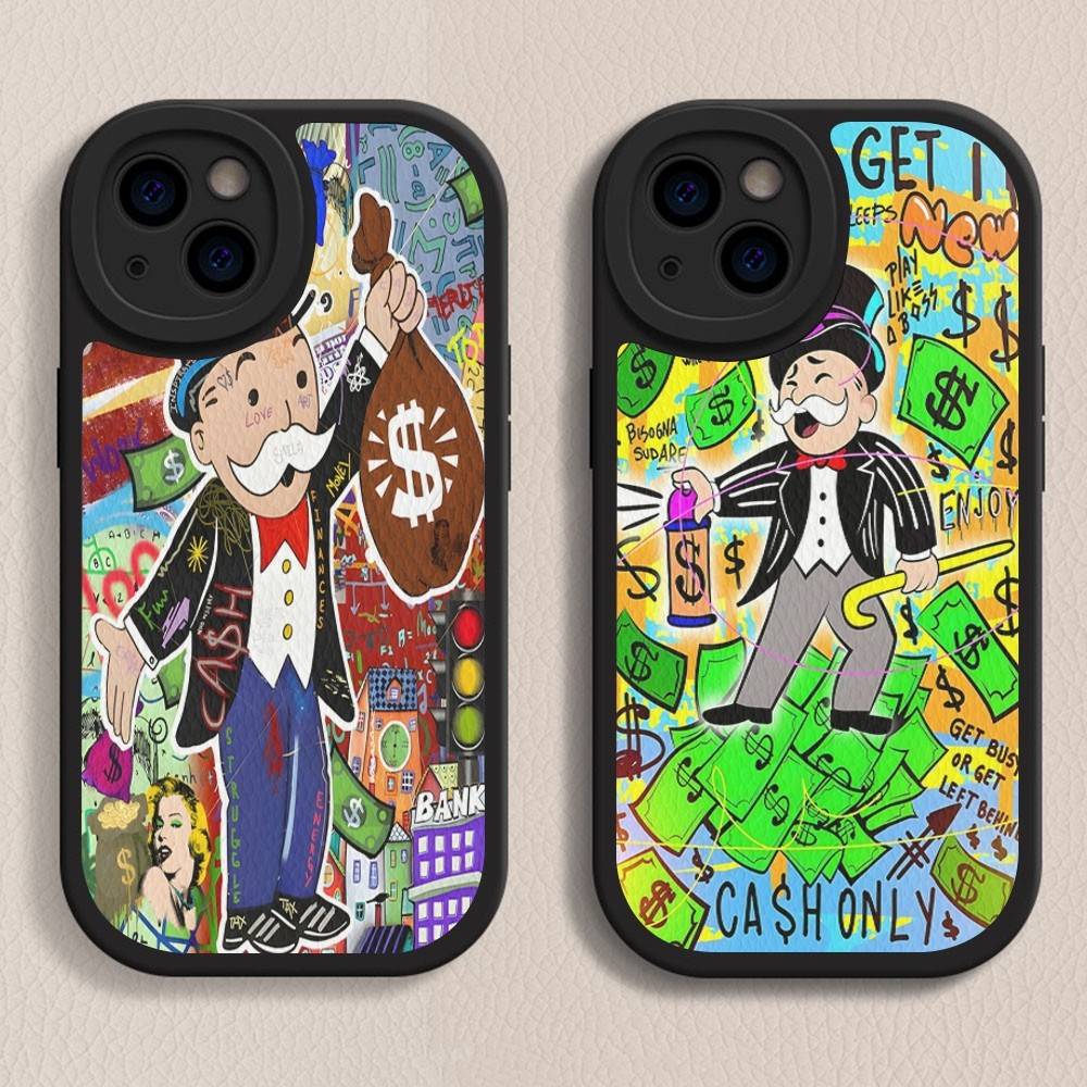 Cartoon Dollar Monopolys Phone Case Hard Leather For iPhone 16 15 14 13 12 Mini 11 14 Pro Max Xs X Xr 7 8 Plus Fundas