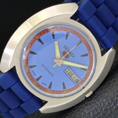 Б/У винтажные мужские часы SEIKO 5 AUTOMATIC 7006A из Японии с синим циферблатом a433675-2