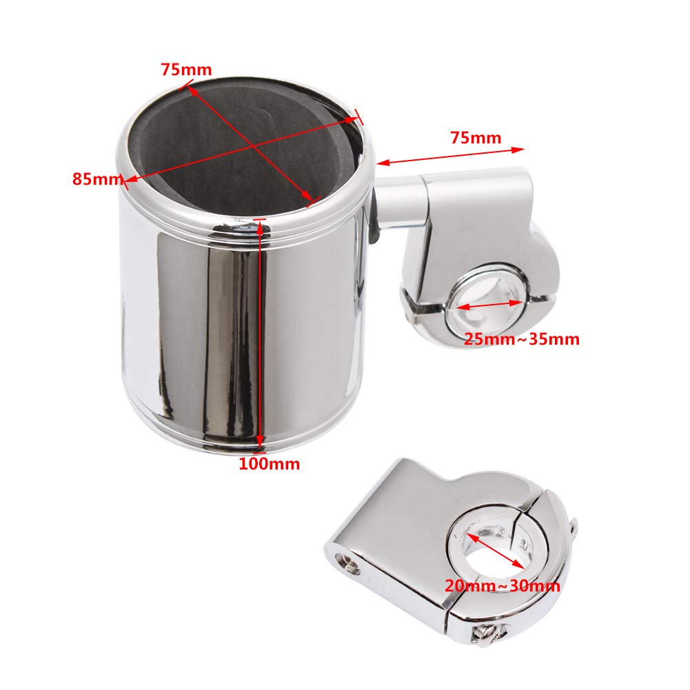 AQIMY универсальный держатель для напитков для мотоцикла 22-32 мм совместимый с рулем подстаканник регулируемый серебристый (2pcs)