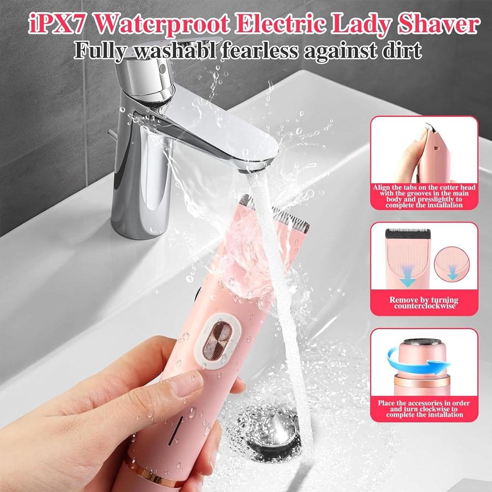 Electric Razors for Women 2in1 Bikini Trimmer Facial Mustache Shavers for Ladies Body Underarms Arm Leg Portable Painless Epilator