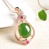 Rose Gold Inlaid Natural Jade Jasper Pendant Fashion Women's Hotan Jade Necklace Jade Pendant Jewelry For Charm Wedding Engagement Gift